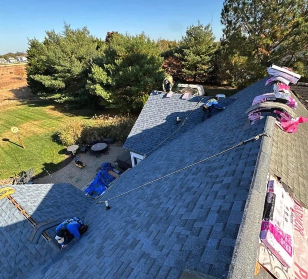 Full roof tear-off in progress in Aspen Hill, Maryland